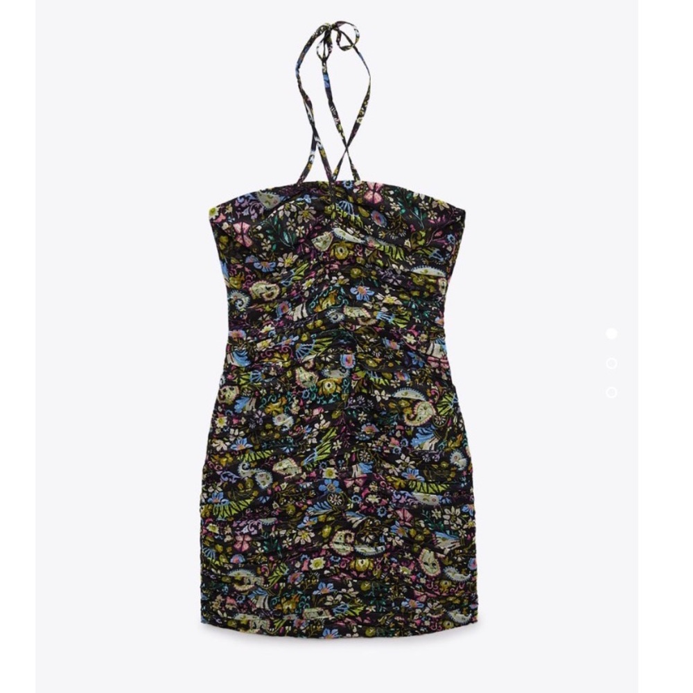 ZARA NEW FLORAL PRINT DRESS MULTICOLORED SIZE M